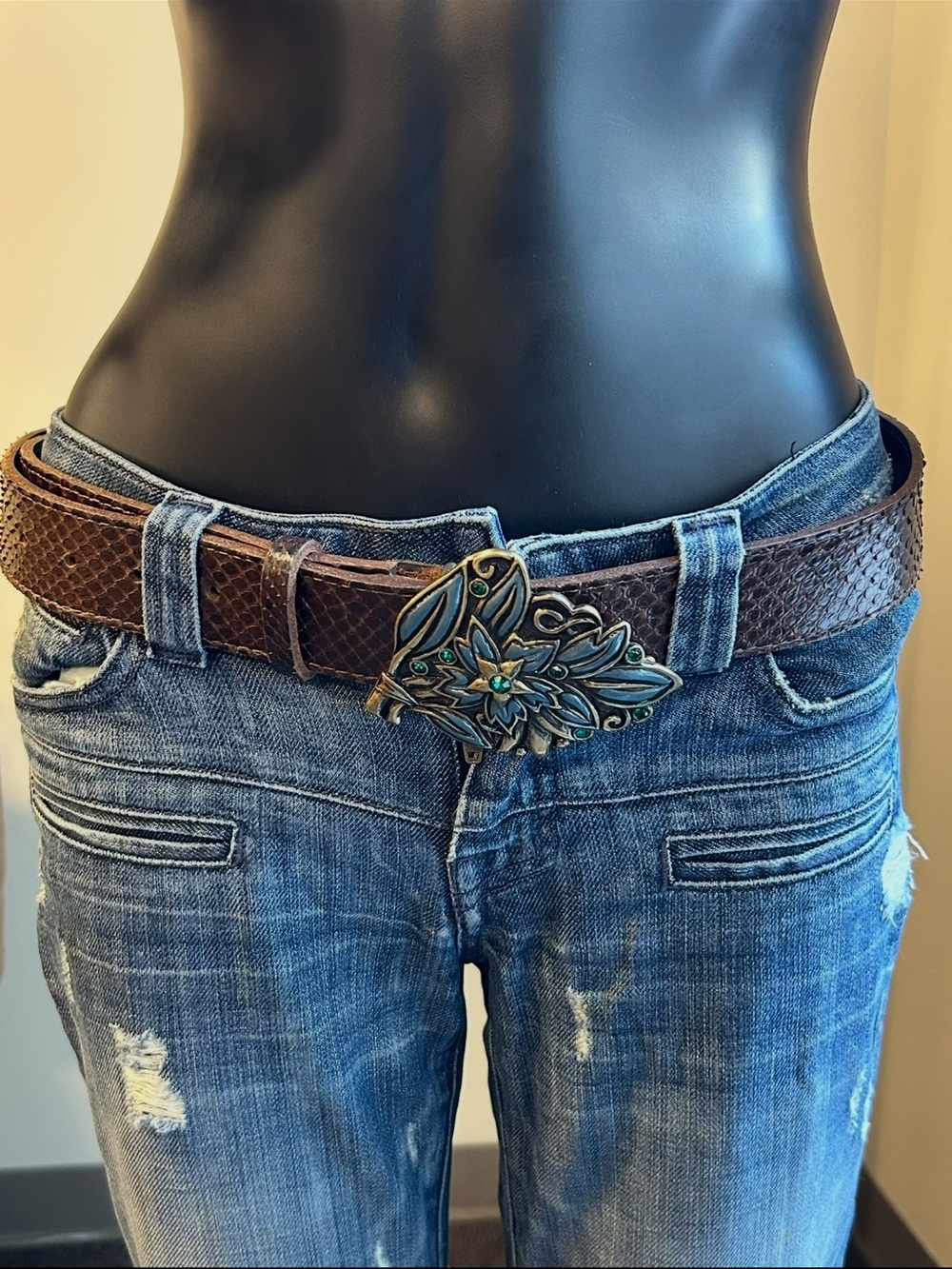 Venezia • Brown Snakeskin • Ornate Buckle • (jeans sold separately)